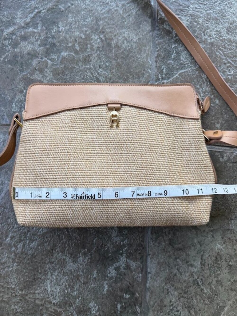 Vintage Etienne Aigner Woven Jute & Leather Shoulder Bag - Picture 4 of 8